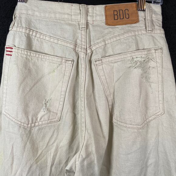 BDG Womens Jeans Off White High Rise Baggy Ripped Distressed 100% Cotton 27 - Picture 11 of 15